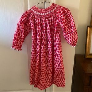 Delaney Red & White Smocked Circle Dress
